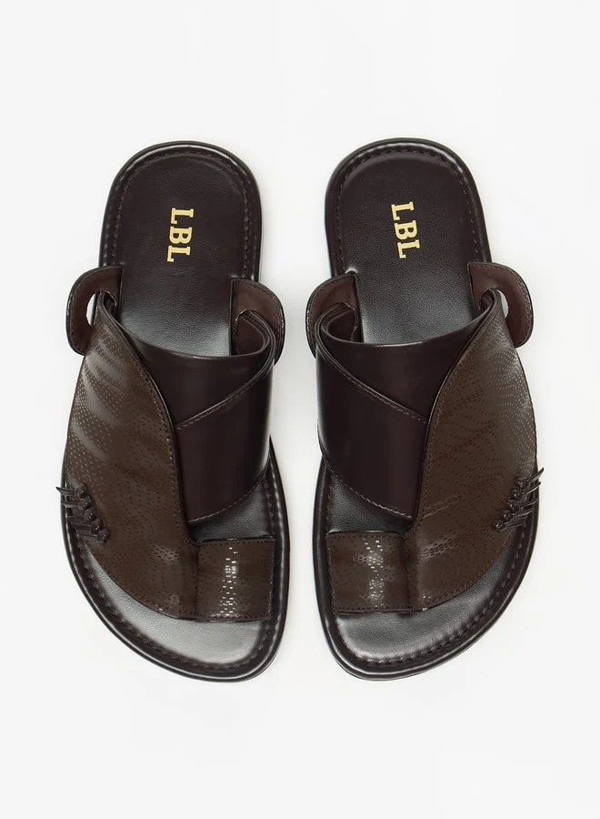 LBL by Shoexpress Boys Textured Slip-On Arabic Sandals with Toe Loop Closure