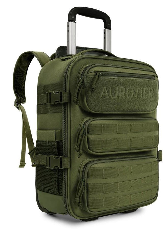 AUROTIER Rolling Tactical Laptop Backpack, Underseat Travel Carry on Luggage with Wheels, Wheeled Backpack for Men and Women, Green, Medium, Fashion - Image 1