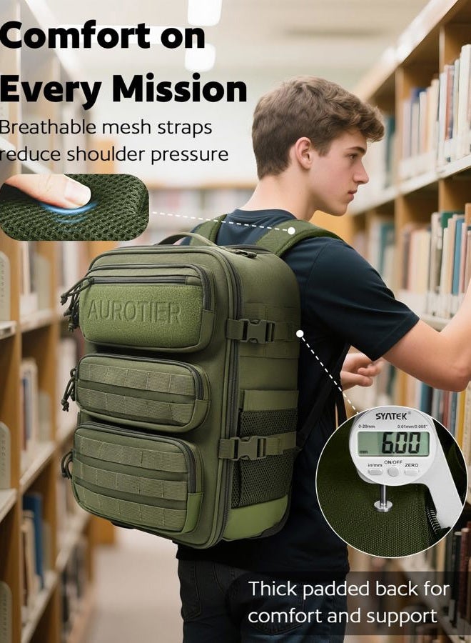 AUROTIER Rolling Tactical Laptop Backpack, Underseat Travel Carry on Luggage with Wheels, Wheeled Backpack for Men and Women, Green, Medium, Fashion - Image 4