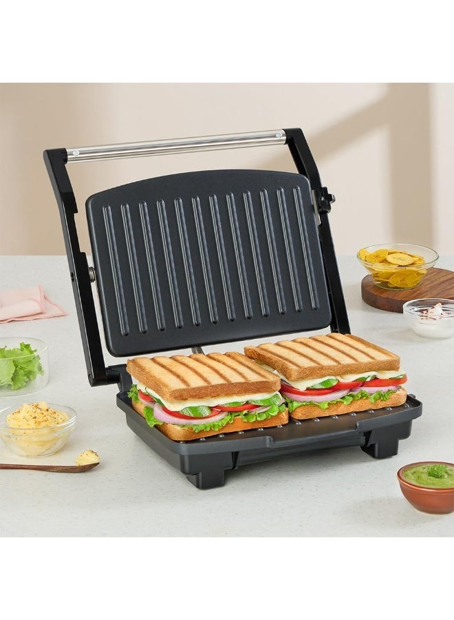 Borosil Elite Prime Grill Sandwich Maker | Can Make 2 Sandwich At a Time | 1000W Electric Toaster Maker | Non Toxic & Nonstick Coating Grill Plates Opens to 90° | Power Indicators | 2 Year Warranty