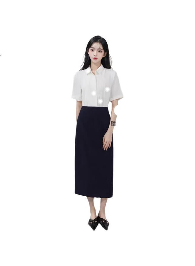 Teluoman Women'S White Short Sleeve Shirt Summer Chiffon Design Formal Interview Casual Commute Half Sleeve Blouse - Image 2