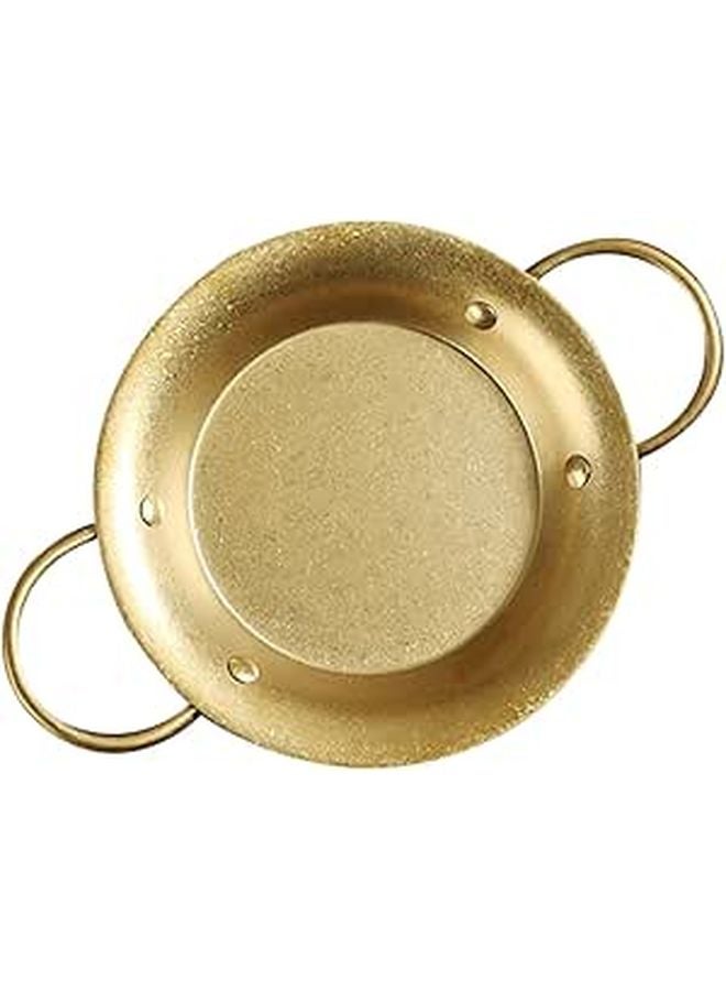 Vintage Gold Stainless Steel Paella Pan 20 5cm Double Handle Frying Pan - Image 1