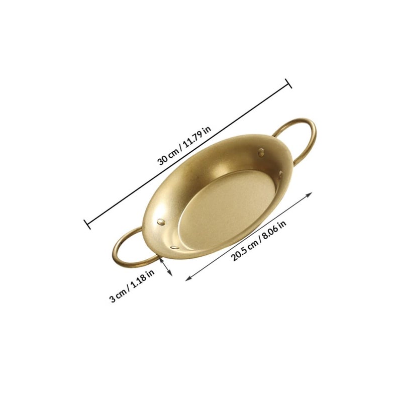 Vintage Gold Stainless Steel Paella Pan 20 5cm Double Handle Frying Pan - Image 3
