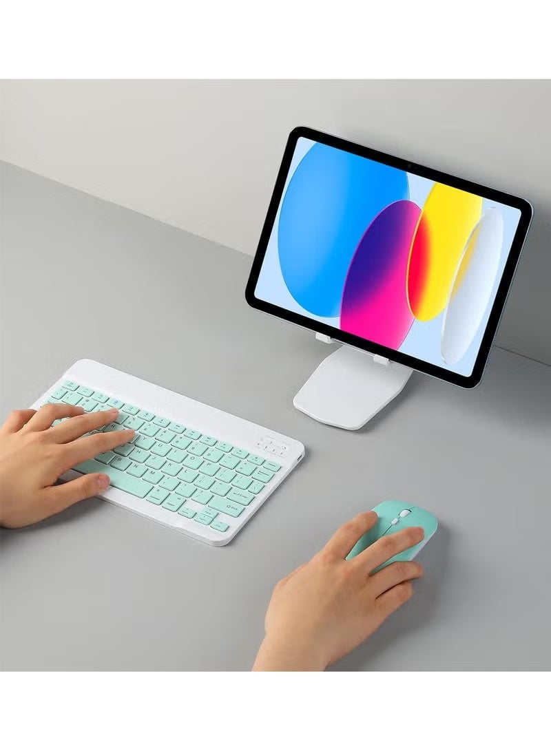 Wireless Bluetooth Three System Universal Mobilephone and Tablet Keyboard with Mouse Set - English Blue - Image 3