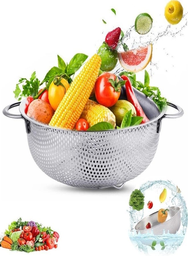 Burmy Stainless Steel Micro-Perforated Rice Washing Basket Bowl Multipurpose use of Mesh Strainer Bowl Strainer with Handle for Kitchen Vegetable Storing and Straining Sieve Colander Sifter - Image 1