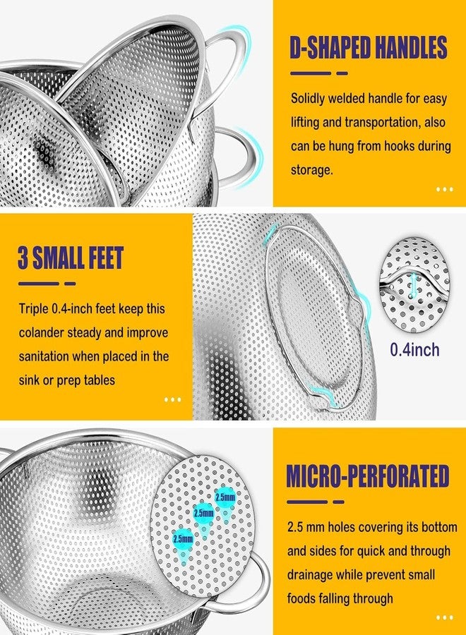 Burmy Stainless Steel Micro-Perforated Rice Washing Basket Bowl Multipurpose use of Mesh Strainer Bowl Strainer with Handle for Kitchen Vegetable Storing and Straining Sieve Colander Sifter - Image 3