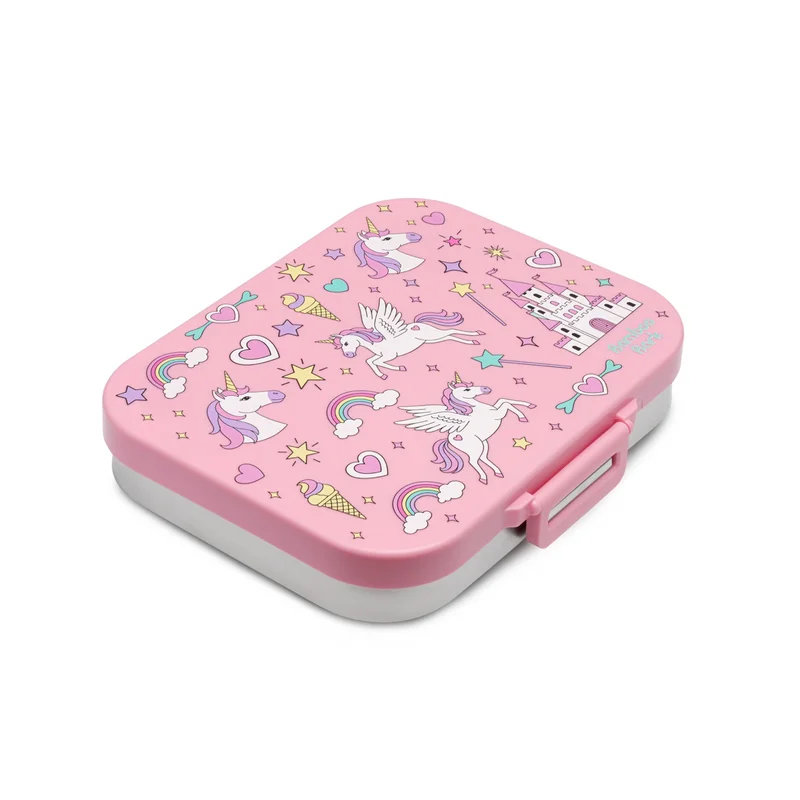 Bamboo Bark Bamboo Bark Stainless Steel Leak-Proof Bento Lunch Box for Kids, Girls & Boys – Multi-Compartment BPA-Free Lunch Box with PP Base, Unicorn Print, Perfect for School, Work & Travel