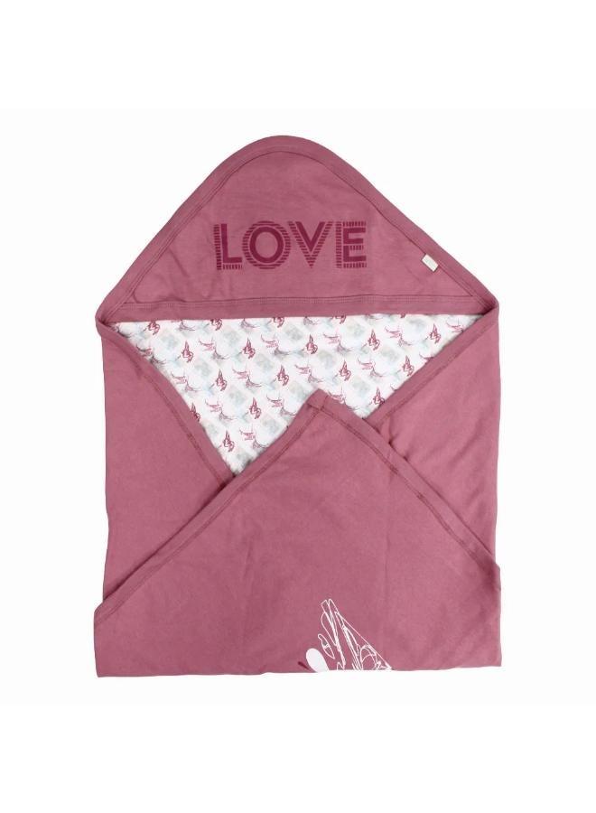 Junior Baby Cotton Blanket – Dusty Pink with Love Birds Design - Image 1