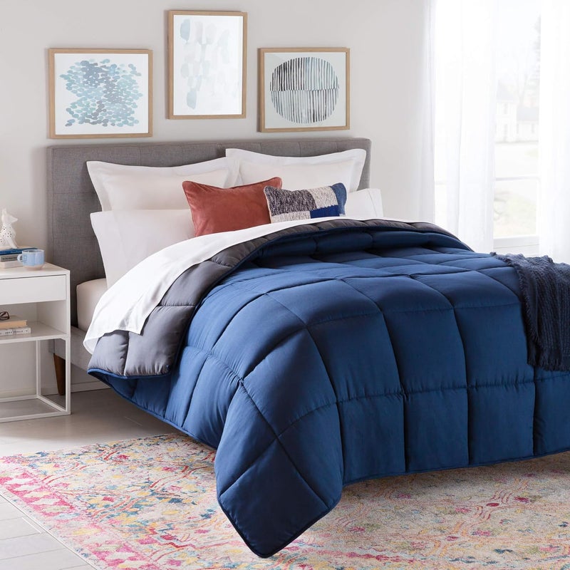 Linenspa 4 Seasons Microfibre Duvet - All Season Duvet - Ultra Soft - 200 x 200 cm, Navy Blue/Graphite - Image 1