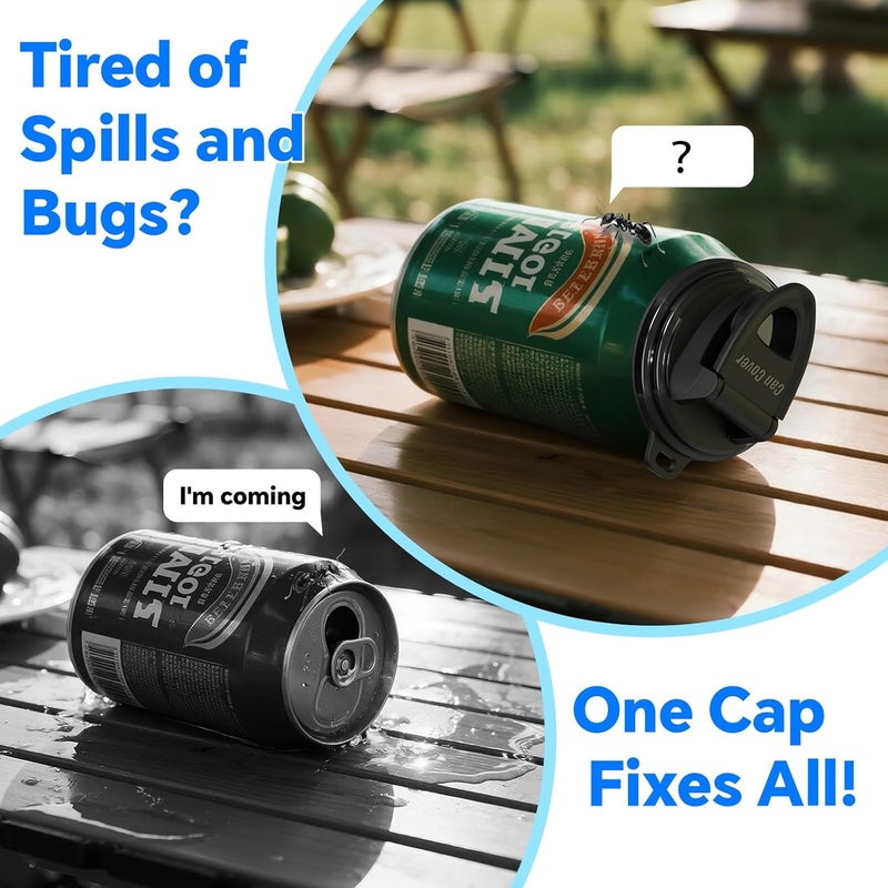 Flybok 6-Pack Soda Can Lids 2.0 – Reusable BPA-Free Can Covers for Soda, Beer & Energy Drinks, Universal Fit 202/206 Cans, Helps Keep Drinks Fresh & Clean - Image 2