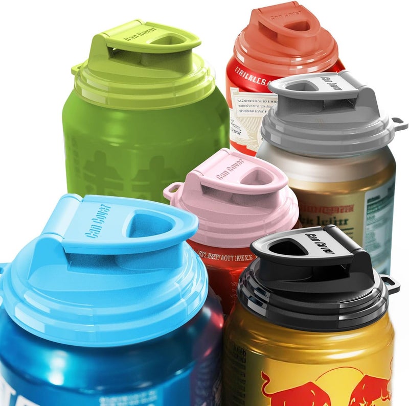 Flybok 6-Pack Soda Can Lids 2.0 – Reusable BPA-Free Can Covers for Soda, Beer & Energy Drinks, Universal Fit 202/206 Cans, Helps Keep Drinks Fresh & Clean - Image 1