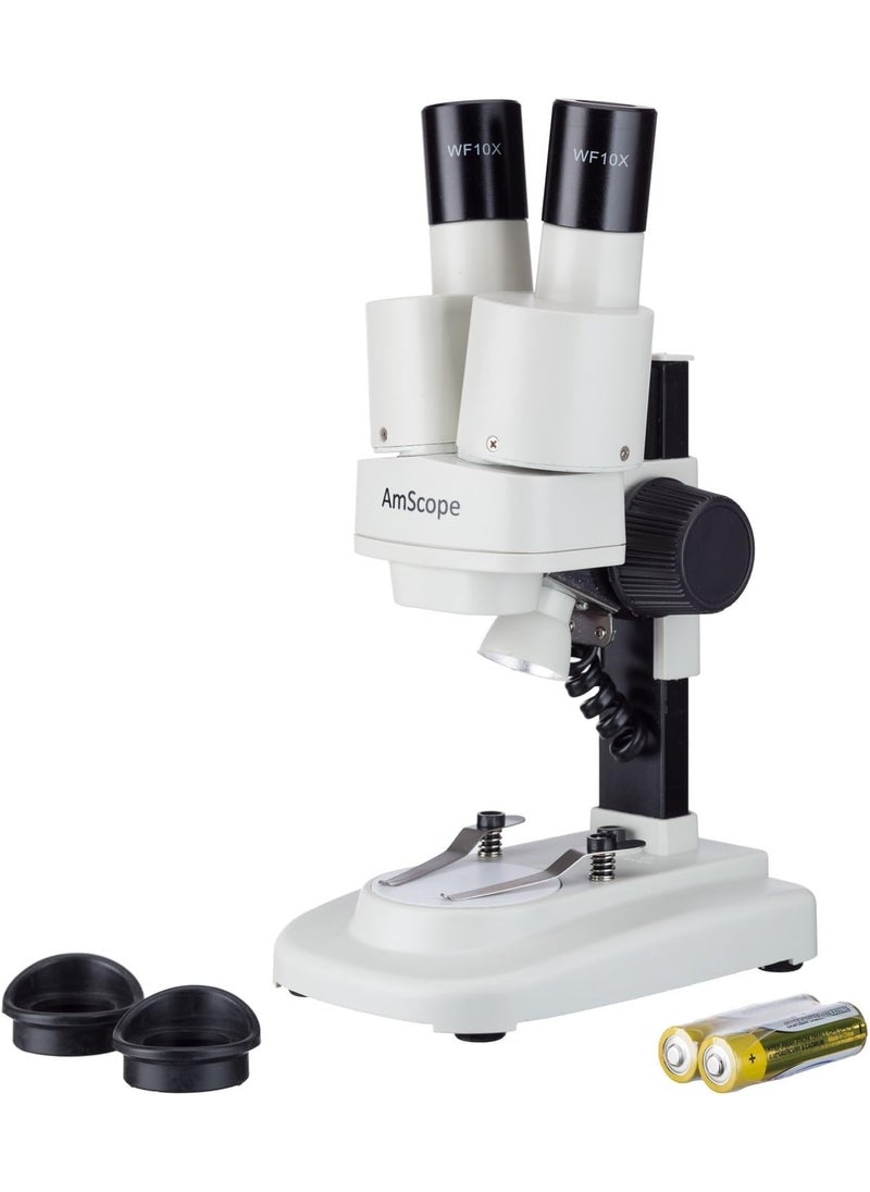 AmScope AmScope Kids SE100LED Portable Binocular Stereo Microscope WF10x Eyepieces 20X Magnification LED Light Source BatteryPowered  - Image 1