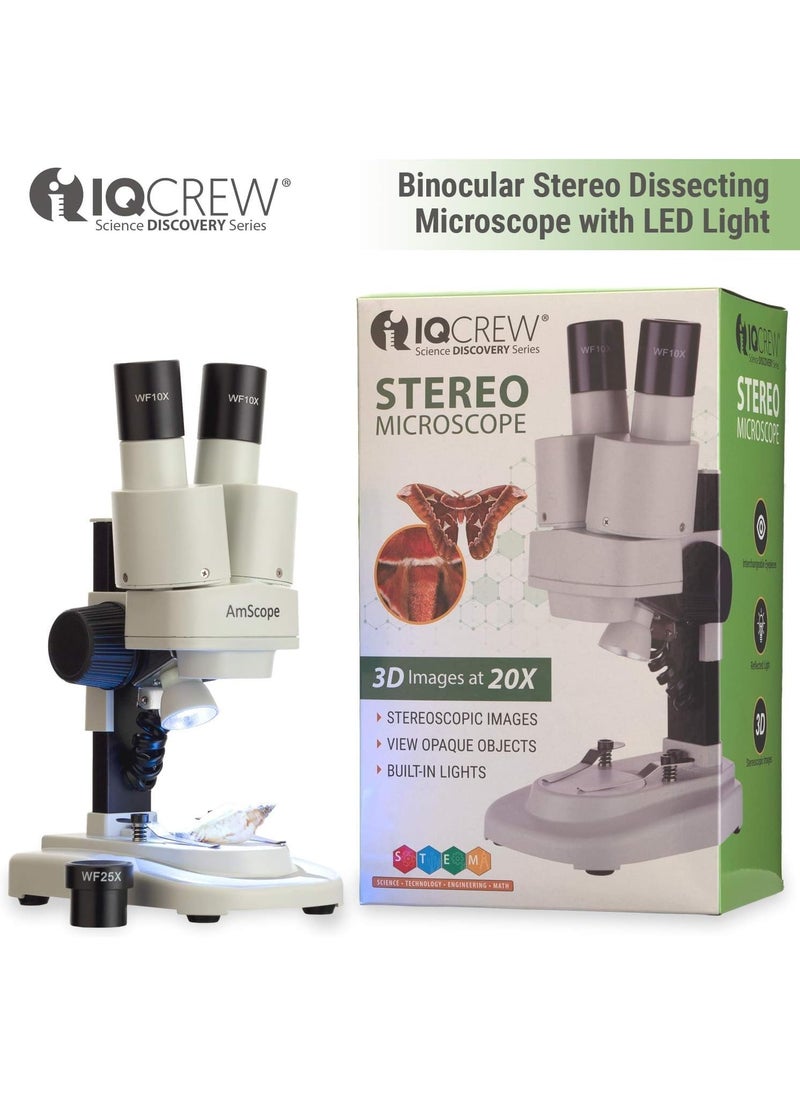 AmScope AmScope Kids SE100LED Portable Binocular Stereo Microscope WF10x Eyepieces 20X Magnification LED Light Source BatteryPowered  - Image 3