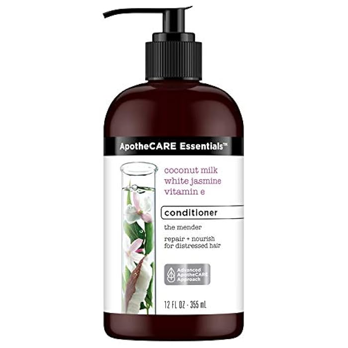 ApotheCARE Essentials The Mender Damaged Hair Repair Conditioner, Coconut Milk, White Jasmine, Vitamin E, 12 oz - Image 2