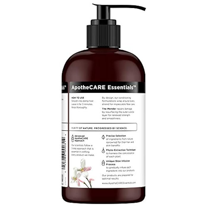 ApotheCARE Essentials The Mender Damaged Hair Repair Conditioner, Coconut Milk, White Jasmine, Vitamin E, 12 oz - Image 5
