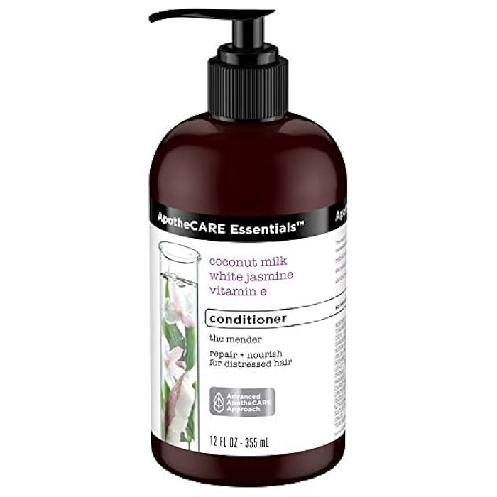 ApotheCARE Essentials The Mender Damaged Hair Repair Conditioner, Coconut Milk, White Jasmine, Vitamin E, 12 oz - Image 4