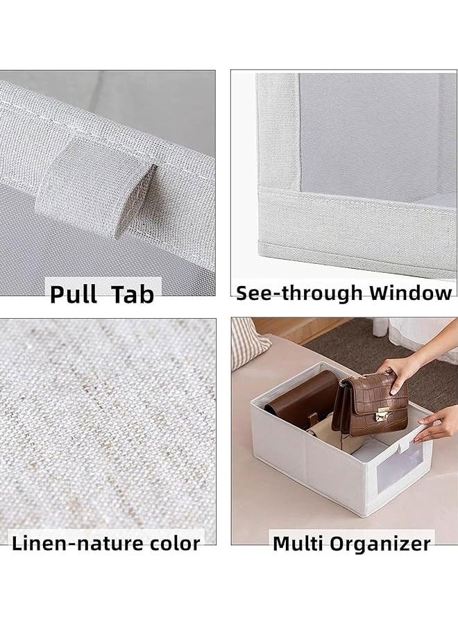 4pcs Wardrobe Clothes Organizer Foldable Visible Drawer Closet Organizers with Mesh Window and Handle Washable Drawer Box for Clothing, T-Shirt, Pants, Toys & Books