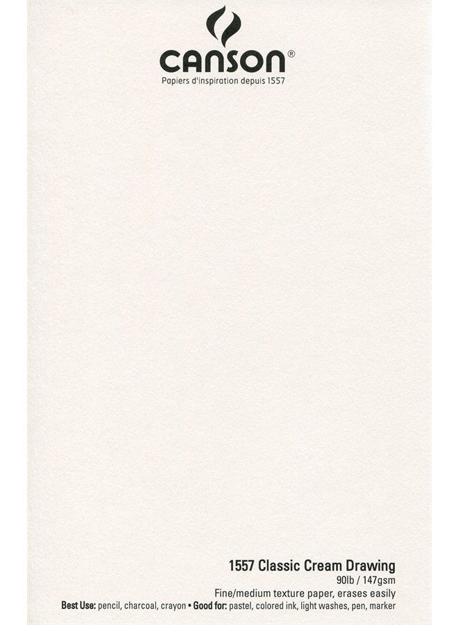 CANSON Artist Series Cream Drawing Pad 11" x 14", Top Wire Bound, 24 Sheets (100510974)