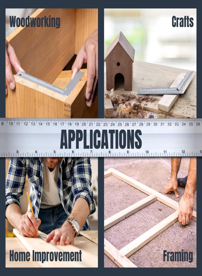 باورتيك مربع باورتيك L، ٣ قطع، مربع تجريبي، أدوات قياس بزاوية ٩٠ درجة مع مستويات فقاعية، مربع ميكانيكي لسياج جهاز التوجيه، شفرة منشار طاولة، أعمال النجارة، أعمال الإطار (٨٠٠٠٥) - Image 4