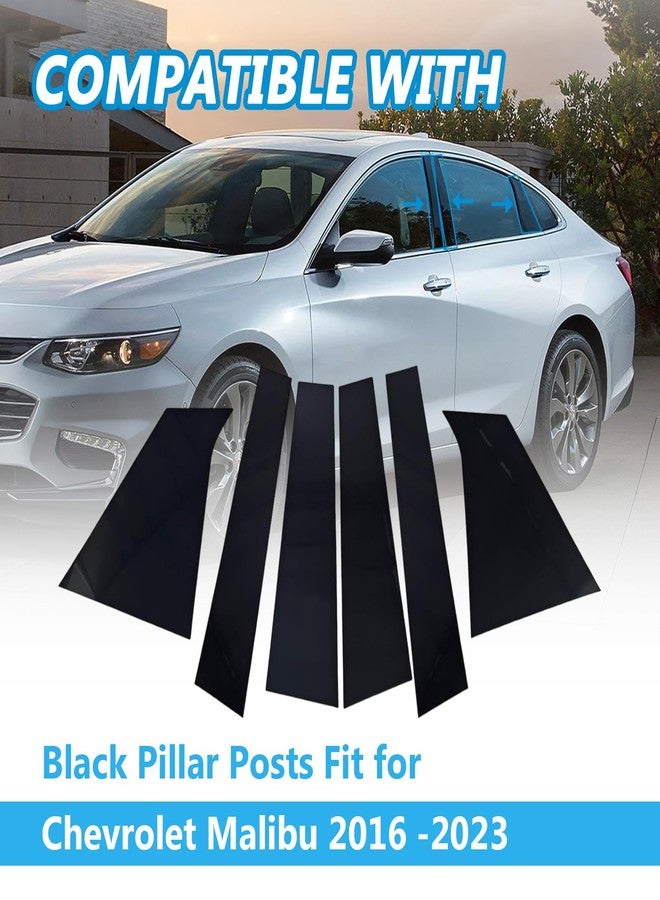 repustor 6psc Car Auto Side Door Window Pillar Posts Cover Trim Gloss Black,Compatible with Chevrolet Malibu 2016 2017 2018 2019 2020 2021 2022 2023 - Image 2