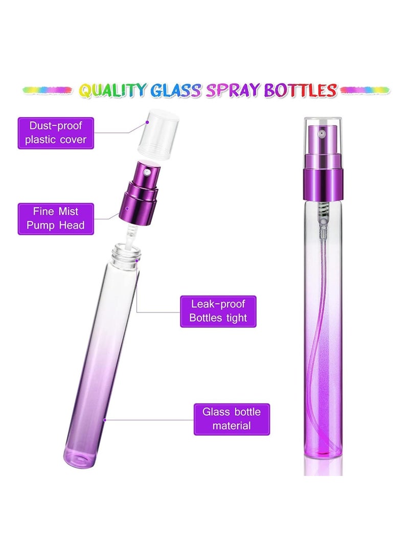 Zikra Spray Bottles, 12 Pieces Mini Colorful Spray Bottles, 10 ml Glass Perfume Bottle Portable Container Atomizer Refillable Fine Mist Sprayer for Cleaning, Travel, Essential Oils and More (6 Colors) - Image 4