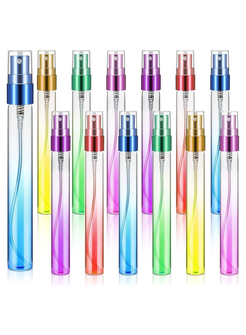 Zikra Spray Bottles, 12 Pieces Mini Colorful Spray Bottles, 10 ml Glass Perfume Bottle Portable Container Atomizer Refillable Fine Mist Sprayer for Cleaning, Travel, Essential Oils and More (6 Colors) - Image 1