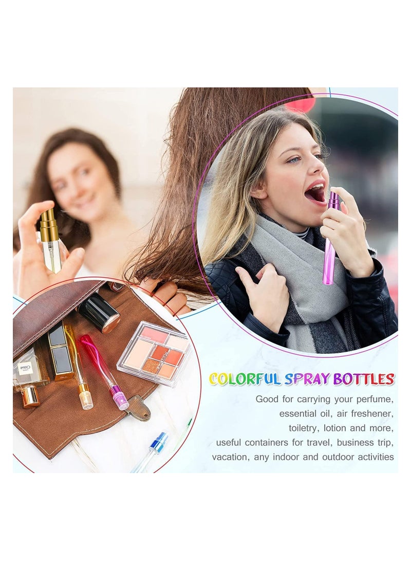 Zikra Spray Bottles, 12 Pieces Mini Colorful Spray Bottles, 10 ml Glass Perfume Bottle Portable Container Atomizer Refillable Fine Mist Sprayer for Cleaning, Travel, Essential Oils and More (6 Colors) - Image 2