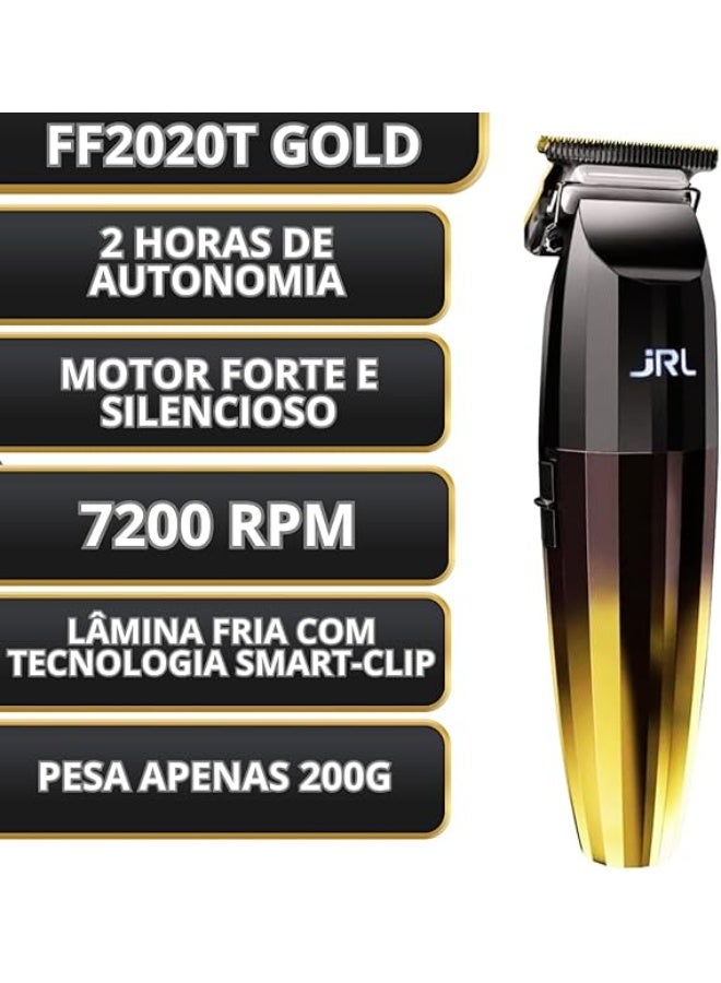 ماكينة تشذيب الشعر الاحترافية JRL | FreshFade 2020T-G الذهبية | ماكينة تشذيب شعر احترافية بتقنية الشفرات الباردة | قابلة لإعادة الشحن بشفرات من الفولاذ المقاوم للصدأ ومقاومة للتآكل (ذهبية)، سوداء - Image 4