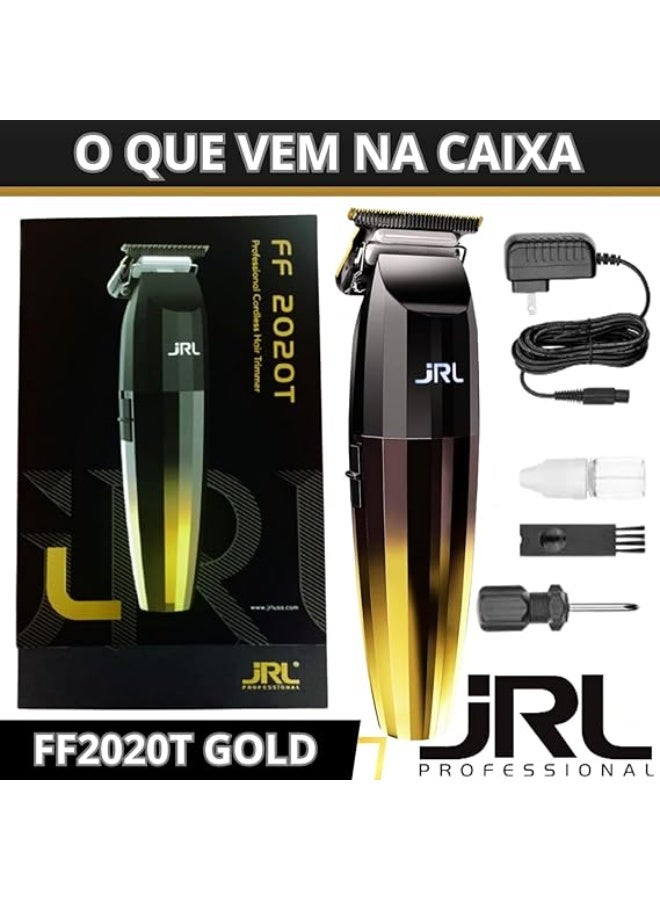 ماكينة تشذيب الشعر الاحترافية JRL | FreshFade 2020T-G الذهبية | ماكينة تشذيب شعر احترافية بتقنية الشفرات الباردة | قابلة لإعادة الشحن بشفرات من الفولاذ المقاوم للصدأ ومقاومة للتآكل (ذهبية)، سوداء - Image 3