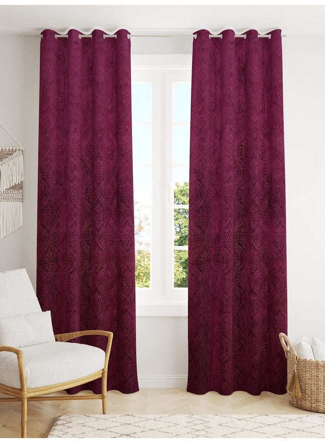 Homefab India 2 Piece Velvet Door Curtains - 7 feet, Wine - Image 2
