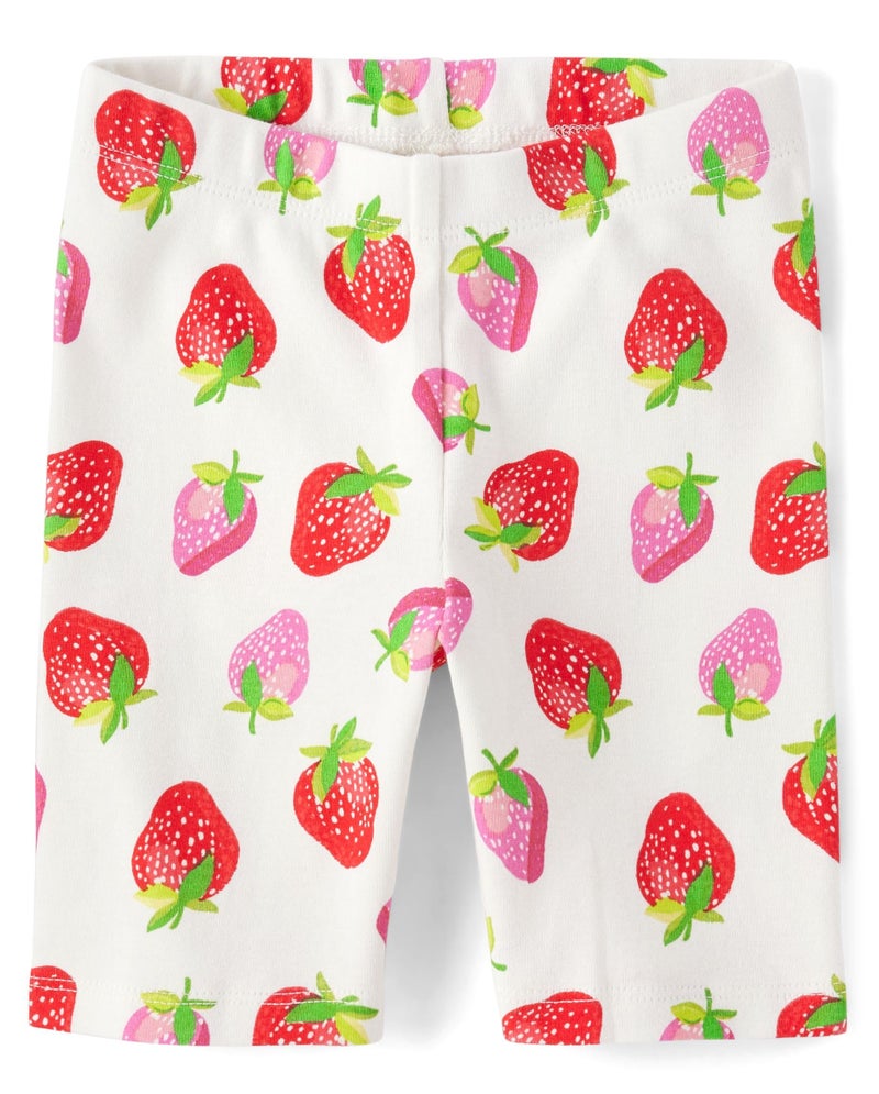 Gymboree,Girls,and Toddler Bike Shorts,18-24 Months,White Strawberries