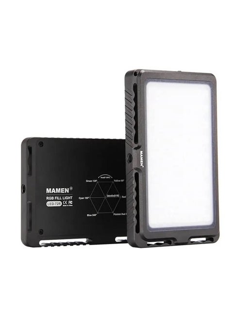 MAMEN Led Camera RGB Fill Light LED-72R with color range 2200-25000, Number of Led Lamps 72, (15 Watt) with battery capacity 4000 mAh, 157 gram (Model :LED-72R)