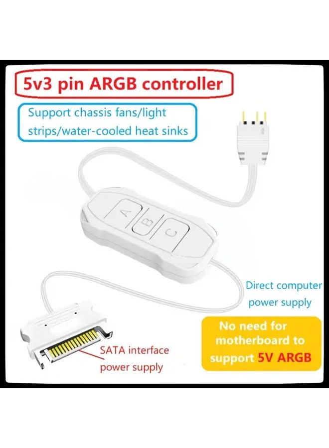 Mini5V3PinARGB XKQ White Fan Hub Remote Control Multiple Lighting Modes - Image 2