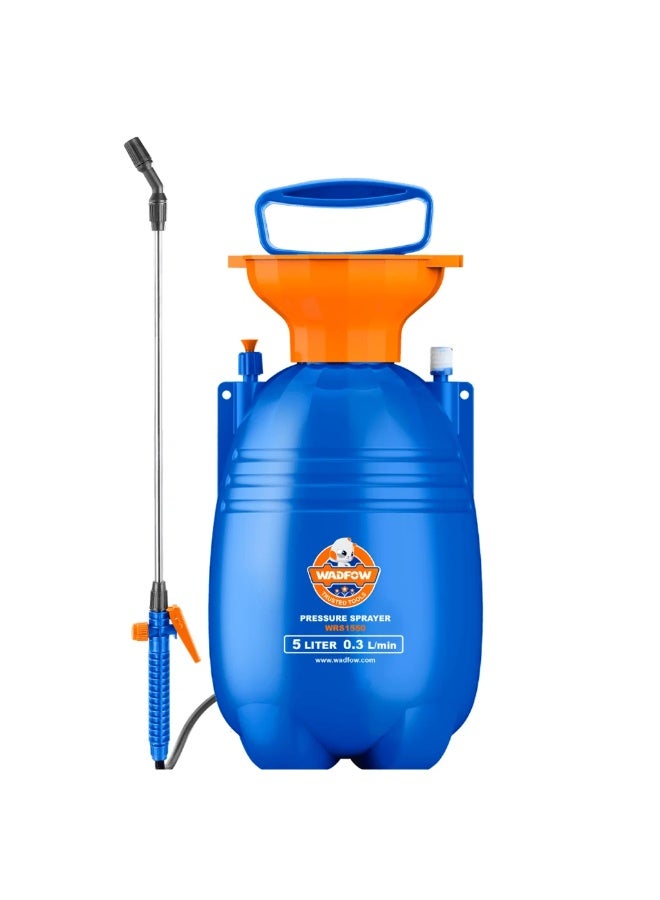 WADFOW 5L Manual Pressure Pump Garden Sprayer WRS1550 – Portable Lawn & Plant Water Sprayer with Stainless Steel Lance, Safety Valve, Adjustable Nozzle & Shoulder Strap for Gardening, Pest Control, Fertilizing & Cleaning - Image 1