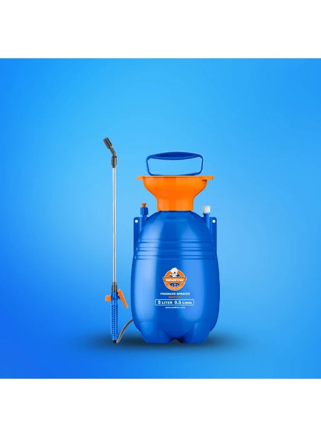 WADFOW 5L Manual Pressure Pump Garden Sprayer WRS1550 – Portable Lawn & Plant Water Sprayer with Stainless Steel Lance, Safety Valve, Adjustable Nozzle & Shoulder Strap for Gardening, Pest Control, Fertilizing & Cleaning - Image 2