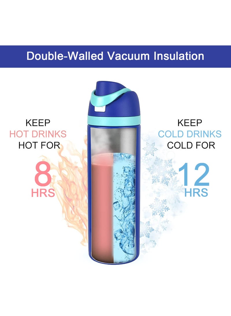 روییيس زجاجة مياه من الفولاذ المقاوم للصدأ سعة 24 أونصة | ترمس مفرغ معزول للمشروبات الساخنة والباردة | خالية من مادة BPA، مقاومة للتسرب مع مصاصة | مثالية للسفر، الرياضة، الجيم، المدرسة - Image 2