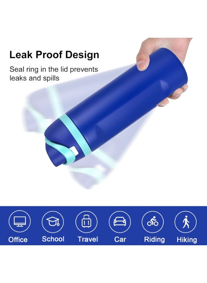 روییيس زجاجة مياه من الفولاذ المقاوم للصدأ سعة 24 أونصة | ترمس مفرغ معزول للمشروبات الساخنة والباردة | خالية من مادة BPA، مقاومة للتسرب مع مصاصة | مثالية للسفر، الرياضة، الجيم، المدرسة - Image 3