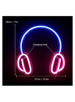 Generic Stylish Neon Gaming Headset Decoration for Boys Room Birthday Gift Kids Room Wall Art Blue Pink  - Image 4