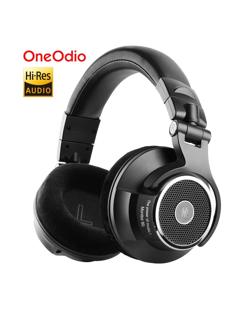 Monitor 80 Over-Ear Open Studio DJ Headset with 3.5 mm and 6.35 mm Cable for Mixing Mastering Gaming