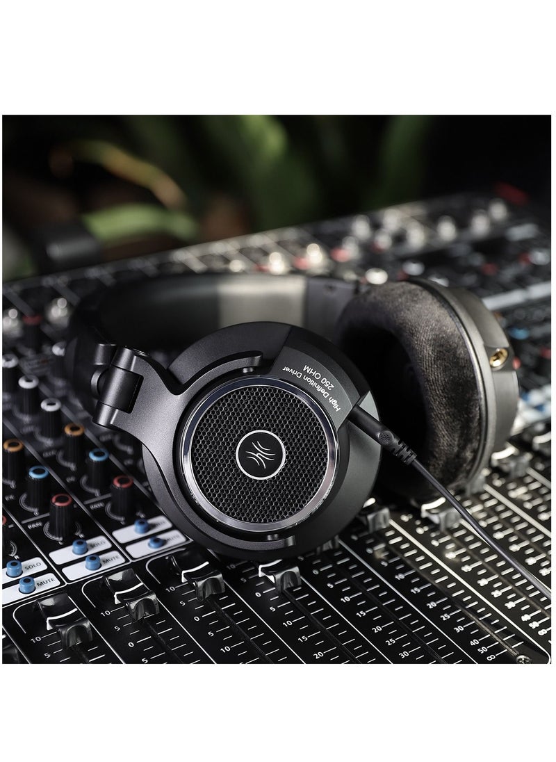 Monitor 80 Over-Ear Open Studio DJ Headset with 3.5 mm and 6.35 mm Cable for Mixing Mastering Gaming