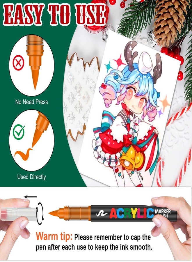 Amamao Acrylic Paint Markers, Soft Brush Tip Pens and Markers, Acrylic Paint Pens for Wood, Stone, Canvas, Glass, Fabric, Egg, Rock Painting and DIY Crafts Art Supplies (36) - Image 2
