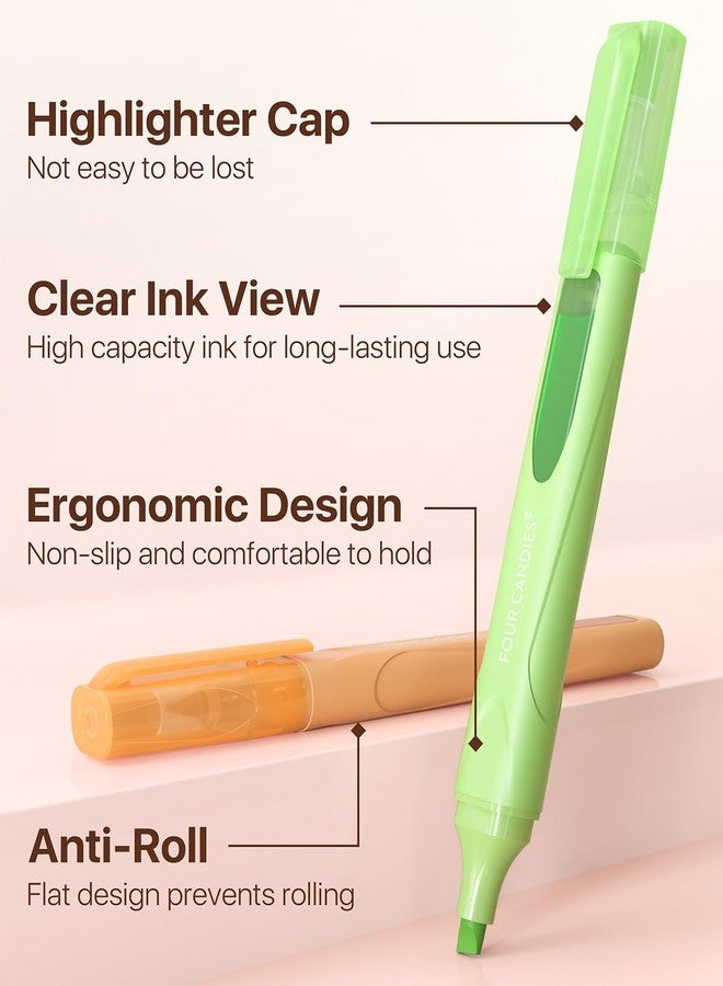 Four Candies Highlighters Assorted Colors, Liquid Highlighter with Clear View Design, Soft Chisel Tip, Classic Colors, 10 Pcs No Bleed Cute Highlighters - Image 5