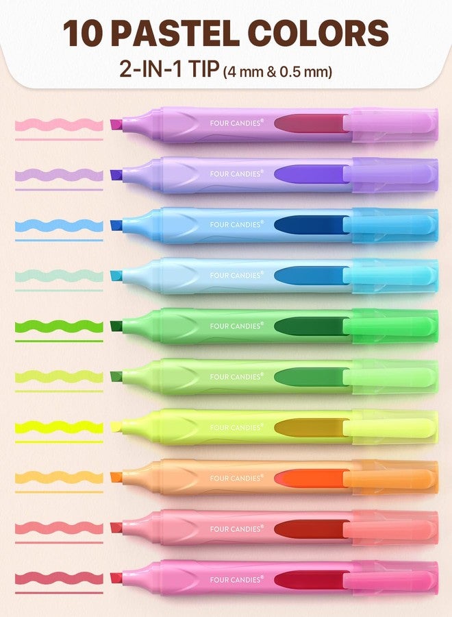 Four Candies Highlighters Assorted Colors, Liquid Highlighter with Clear View Design, Soft Chisel Tip, Classic Colors, 10 Pcs No Bleed Cute Highlighters - Image 2
