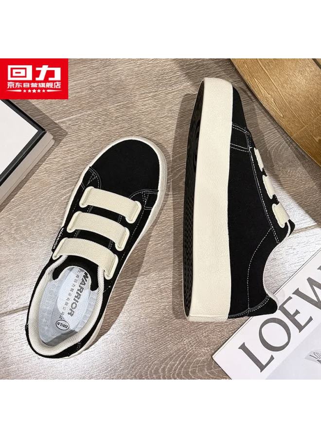 Warrior Women's Shoes Spring New Classic Casual Sneakers Fashion Thick-soled Canvas Shoes Black Size 37