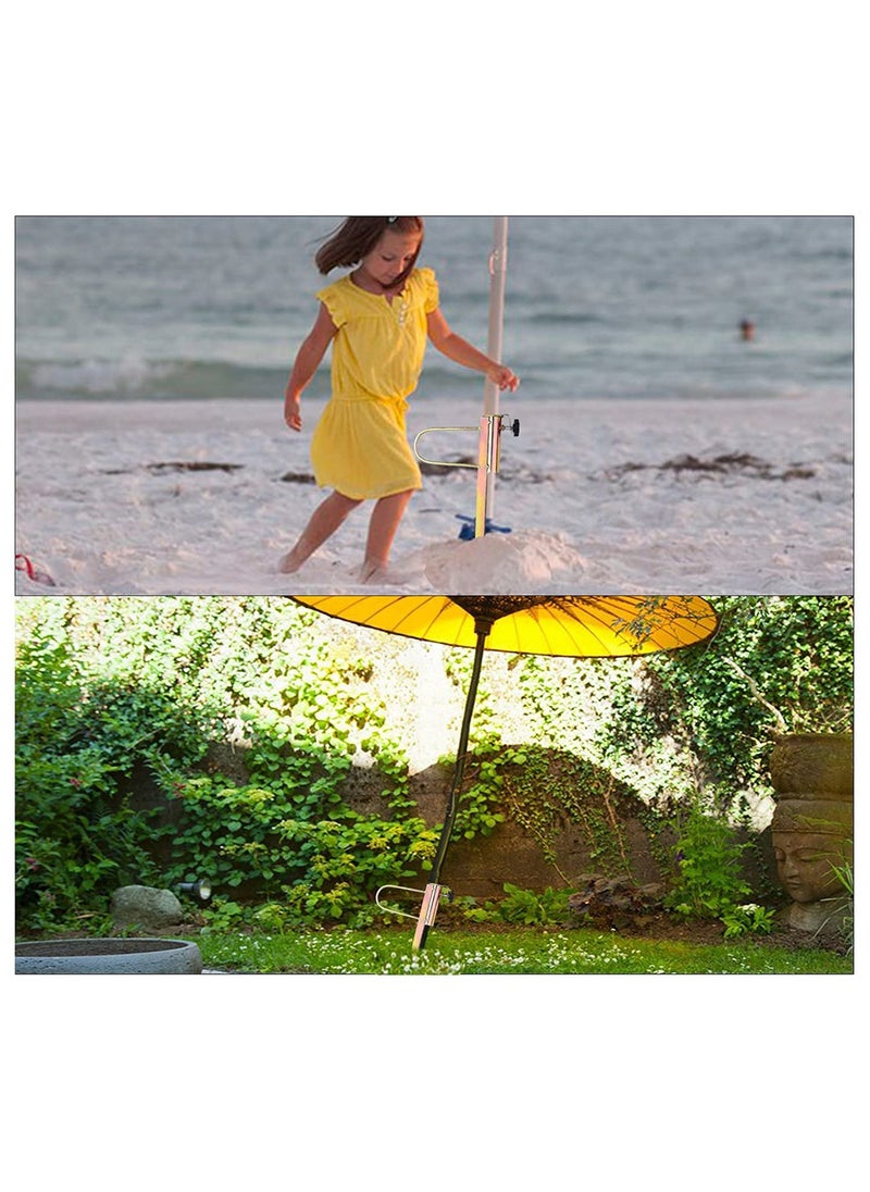SYOSI - Ground Spike Umbrella Parasol Flag Pole, Metal Umbrella Holder Sand Screw Stand Fishing Rods for Outdoor Camping Beach Sand Anchor Ground Soil Spike with Adaptor 25-32mm Diameter Adjustable - Image 1