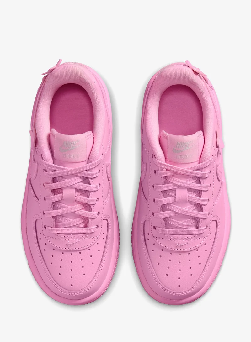 Nike PINK RISE/PINK RISE-PINK FOAM-MTLC SILVER Kids Force 1 Ki Floret Lace Bp  | Best Price UAE