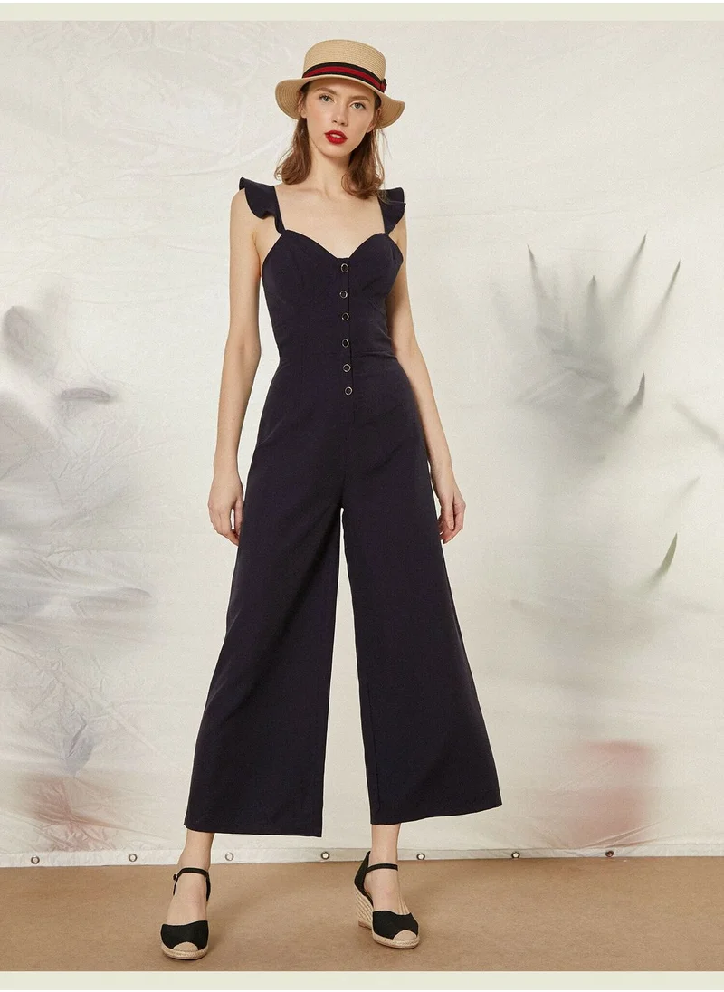 كوتون Button Detailed Jumpsuits