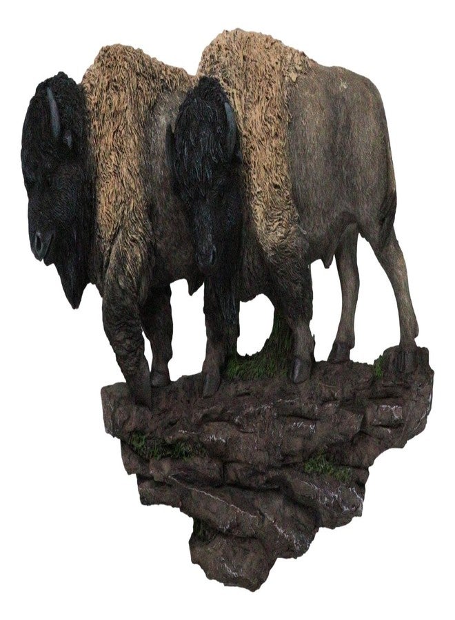 إيبروس جيفت تمثال جداري مزخرف من الراتنج، يمثل قطيعًا من الجاموس البني الأمريكي الأصلي في المرعى، بطول 14.25 بوصة، رمزًا للوفرة والقوة، قطعة ديكور منزلية مميزة. - Image 1