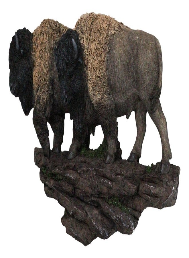 إيبروس جيفت تمثال جداري مزخرف من الراتنج، يمثل قطيعًا من الجاموس البني الأمريكي الأصلي في المرعى، بطول 14.25 بوصة، رمزًا للوفرة والقوة، قطعة ديكور منزلية مميزة. - Image 5