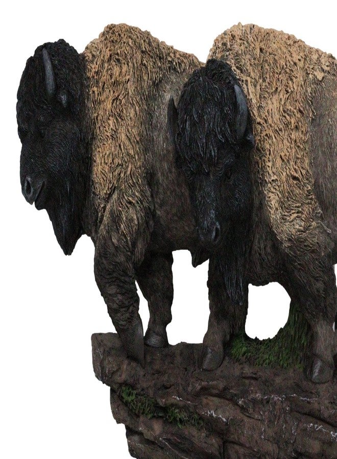 إيبروس جيفت تمثال جداري مزخرف من الراتنج، يمثل قطيعًا من الجاموس البني الأمريكي الأصلي في المرعى، بطول 14.25 بوصة، رمزًا للوفرة والقوة، قطعة ديكور منزلية مميزة. - Image 2